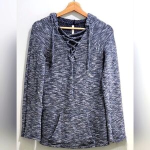 Elan Soft Knit Hoodie Sweater - Navy‎ Heather - Small